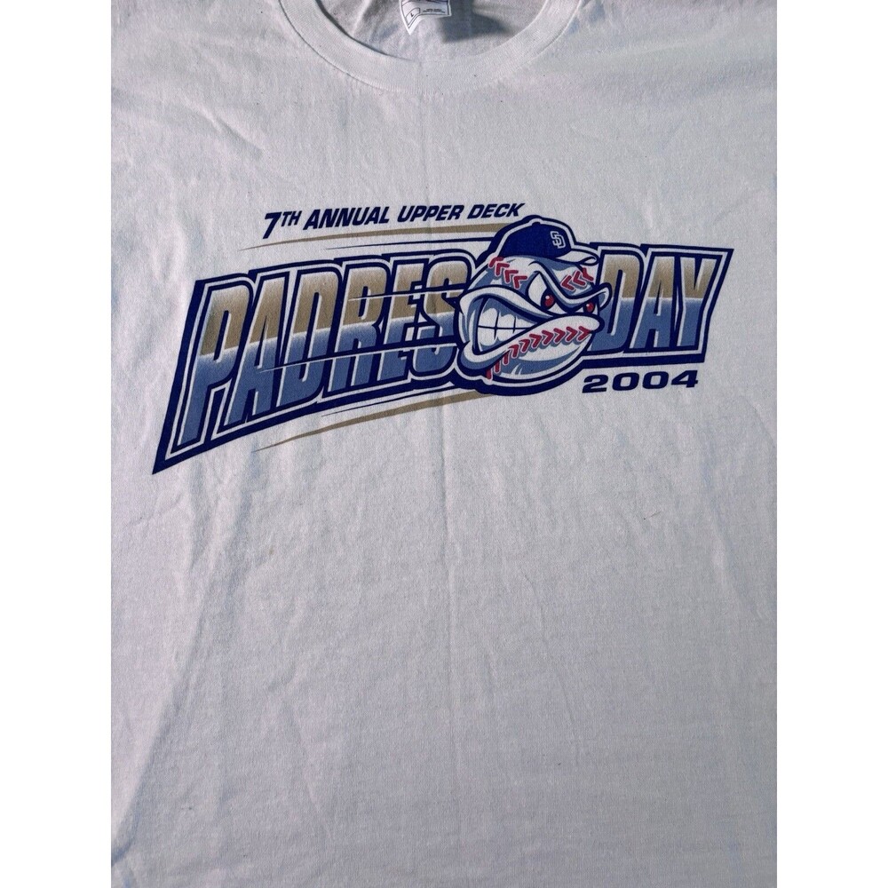 7TH Annual Upper Deck Padres Day White Tshirt Men's Fruit of the Loom Heavy Sz L